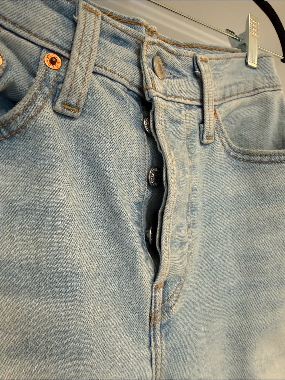 Levi's Light Blue Distressed Straight-Leg Women's Jeans - Picture 2 of 4